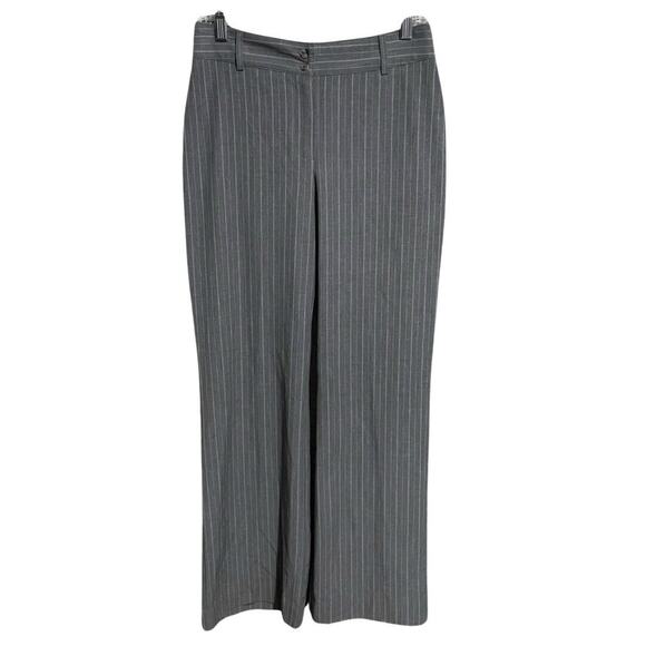 Chico’s Career Trousers Size 0 US 6 Gray Pinstripe Flat Front Mid Rise Flare NEW - Picture 1 of 9